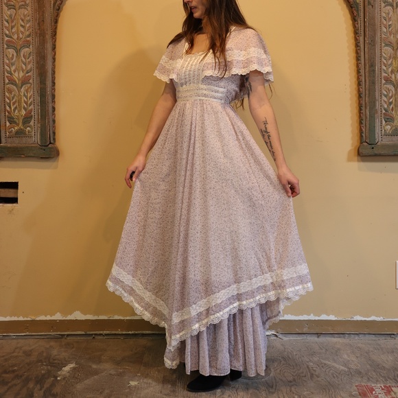 SOLD🕊️Gunne Sax Lavender Purple Floral Maxi Prairie Dress - Picture 1 of 7